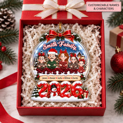 Christmas Family Snow Globe - Personalized Custom Shape Mica Ornament - Christmas Gift For Family