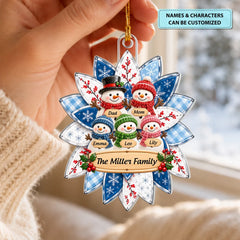 Christmas Snowman - Personalized Custom Shape Mica Ornament - Christmas Gift For Couple