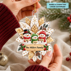 Christmas Snowman - Personalized Custom Shape Mica Ornament - Christmas Gift For Couple