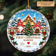 First Christmas Married - Personalized Custom Shape Mica Ornament - Christmas Gift For Couple