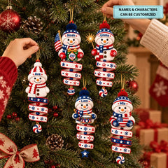 Patriotic Snowman - Personalized Custom Shape Mica Ornament - Christmas Gift For Kids, Family