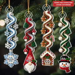 Christmas Spin Family - Personalized Custom Shape Mica Ornament - Christmas Gift For Family