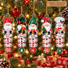 Crystal Gnome Christmas - Personalized Custom Shape Mica Ornament - Christmas Gift For Kids, Family