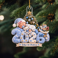 Baby 1st Christmas - Personalized Custom Shape Mica Ornament - Christmas Gift For Family