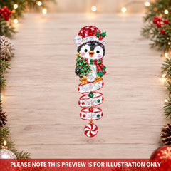 Crystal Penguin Christmas - Personalized Custom Shape Mica Ornament - Christmas Gift For Family