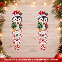 Crystal Penguin Christmas - Personalized Custom Shape Mica Ornament - Christmas Gift For Family