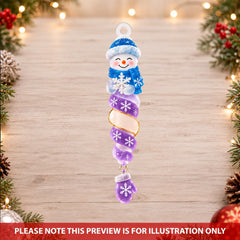 Candy Cane Snowman - Personalized Custom Shape Mica Ornament - Christmas Gift For Family
