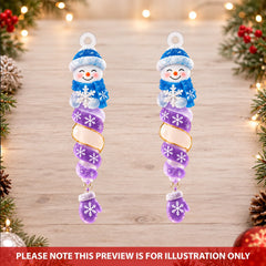 Candy Cane Snowman - Personalized Custom Shape Mica Ornament - Christmas Gift For Family