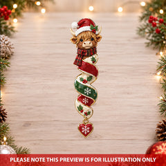 Christmas Highland Cow - Pesonalized Custom Shape Mica Ornament - Christmas Gift For Family