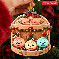 Steam Bun Family - Personalized Custom Shape Mica Ornament - Christmas Gift For Family