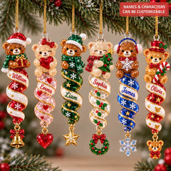 Christmas Bear - Personalized Custom Shape Mica Ornament - Christmas Gift For Family