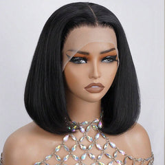 Short Straight Bob Wig 13x4 HD Transparent Lace Frontal Wig Brazilian Virgin Human Hair For Black Women