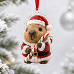 Capybara Candy Cane Santa Mica Ornament NCU0HA068