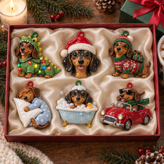 Christmas Dachshund Acrylic Ornament Gift Set NCU0HT152