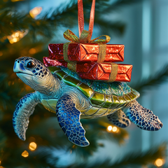 Christmas Cove Turtle Mica Ornament NCU0PT068