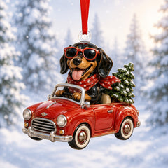 Dachshund Xmas Ride Mica Ornament NCU0HT038