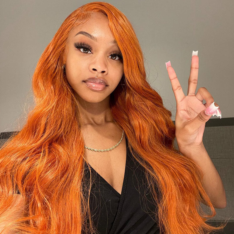 Ginger Orange Color Body Wave 13x4/13x6 HD Transparent Lace Front Wig Pre Plucked Natural Hairline 100% Human Hair