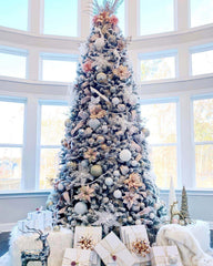 12' King Flock® Artificial Christmas Tree with 1650 Warm White LED Lights