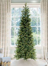10' King Douglas Fir Slim Artificial Christmas Tree with 1200 Warm White & Multi-Color LED Lights