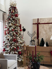 9' King Flock® Slim Artificial Christmas Tree Unlit