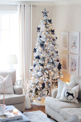 12' King Flock® Slim Artificial Christmas Tree Unlit