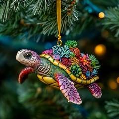 Ocean Blooms Turtle Mica Ornament NCU0PT082