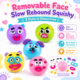 Smushers Funny Face Swap Squishy Stress Ball Removable Mix Match Features Kawaii Fidget Toy Party Favor