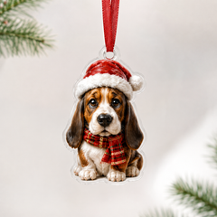 Santa Basset Hound Mica Ornament NCU0NT046