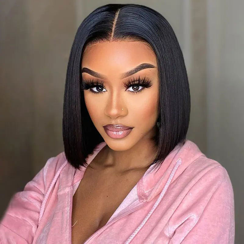 Short Straight Bob Wig 5x5 HD Transparent Lace Closure Wig Brazilian Virgin Human Hair For Black Women