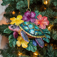 Tropical Tidings Turtle Mica Ornament NCU0PT088