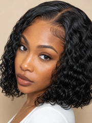 100% Human Hair Water Wave Bob Wig 5x5 | Natural Look, Soft & Full