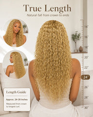 100% Human Hair Honey Blonde Water Wave Wig 13x4 | Glueless, Natural Look
