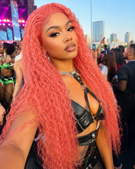 13x4 Coral Pink Water Wave Lace Front Wig – Glueless Human Hair Wig