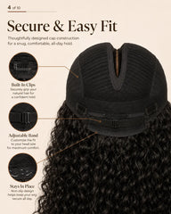 100% Human Hair Water Wave V Part Wig | Glueless, Natural Look