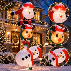 12 ft Stacked Christmas Characters Roof and Yard Inflatable