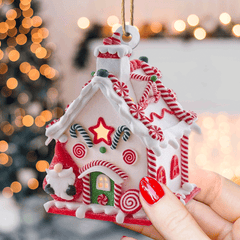 Candy Cane Cottage Mica Ornament NCU0TL020