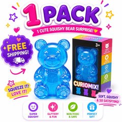 NeeDoh Soft Bear Squishy Kawaii Sensory Fidget Toy Stress Relief (Pink, Blue, Purple)