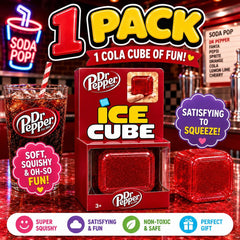 NeeDoh Nice Cube Dr Pepper Soda Edition Squishy Ice Cube Fidget Stress Relief Toy Gift Ages 3+