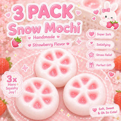 Strawberry Snow Mochi Squishy Handmade Crunchy Sand Hidden Color Reveal ASMR Sensory Gift