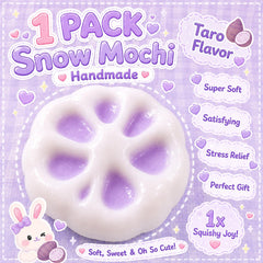 Taro Snow Mochi Squishy Handmade Crunchy Sand Hidden Color Reveal ASMR Sensory Gift