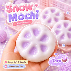 Taro Snow Mochi Squishy Handmade Crunchy Sand Hidden Color Reveal ASMR Sensory Gift
