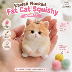Kawaii Flocked Fat Cat Squishy Stress Relief Fidget Toy Hand Painted Taba Squishy Gift