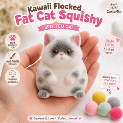 Kawaii Flocked Fat Cat Squishy Stress Relief Fidget Toy Hand Painted Taba Squishy Gift