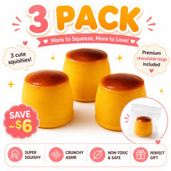 Viral Crunchy Caramel Pudding Flan Squishy Slow Rising Stress Relief ASMR Fidget Sensory Kawaii Gift