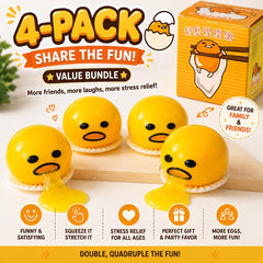Puking Egg Stress Relief Toy: Funny Squeeze Yolk Fidget Desk Buddy (2 Pack)