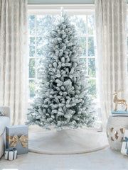 10' King Flock® Artificial Christmas Tree with 1250 Warm White LED Lights