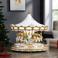 17 in. Animated Snowflake Crystal Carousel