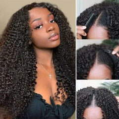 100% Human Hair Water Wave V Part Wig | Glueless, Natural Look