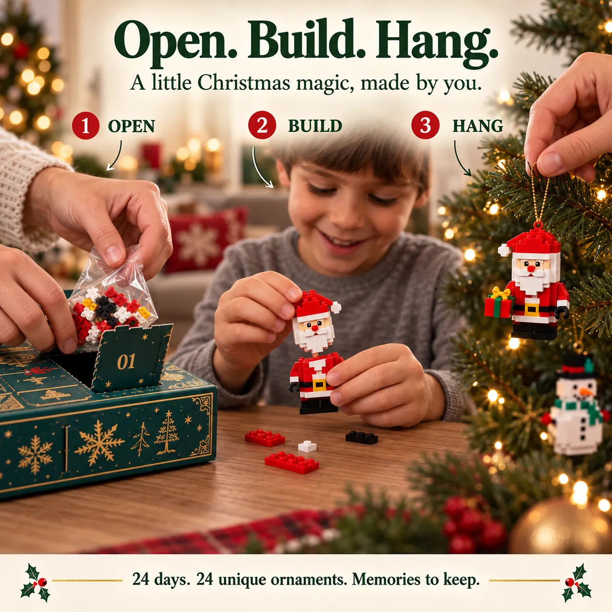24-Day Mini Christmas Brick Ornament Advent Calendar