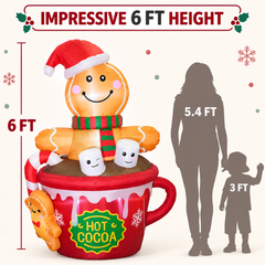 🎄Cute Christmas Hot Cocoa Cup Gingerbread Man Inflatable Doll